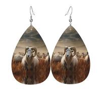 Sheep in the Grasslands Printed teardrop-shaped leather earrings | High-end design, light luxury earrings