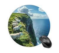 Sheep Irish Cliff Round Mouse Pad Waterproof Mousepadswith Non-Slip Rubber for Laptop Games Homework Office