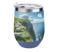 Sheep Irish Cliff Stainless Steel Wine Tumbler Bulk with Lid Double Wall Vacuum Insulated Cup Glass Keeping Cold & Hot