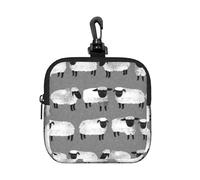 Sheep Kids Grey Gender Neutral Farm Animals, Square Zipper Storage Bag, Neoprene Coin Purse, Small Wallets, Change Pouch, Change Purse