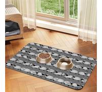 Sheep Kids Grey Gender Neutral Farm Animals,Waterproof Pet Feeding Mat,Cat Dog Placemats for Food and Water, PU Leather Food Mats,40x60cm