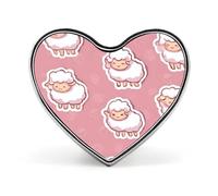 Sheep Lamb Badge Pin Brooch Heart Shape Button Aluminum Decor for Backpacks Hats