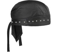 Sheep Leather Skull caps in Black Sweat Head Wraps Studded Skull Cap Bandana Style in Real Do Du Rag Leather Doo Rag Motorcycle Biker Cap Black ICE Club Shop