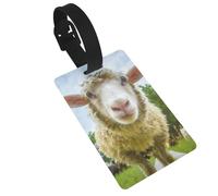 Sheep Looking Camera Luggage Tag PVC Travel Bag Tag with Strap ID Card Label for Suitcase Backpack Carry On Baggage Identifier