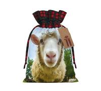 Sheep Looking Camera Patterned decorative gift bag, drawstring candy bag, reusable, suitable for storing gifts or everyday items.
