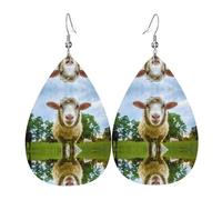 Sheep Looking Camera Patterned leather earrings, women's earrings, suitable for daily wear, party and date