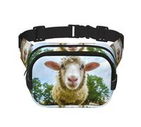 Sheep Looking Camera Square Double-Layer Waist Bag Chest Bag Crossbody Bag Running Travel Hiking Waist Bag