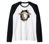 Sheep Lover Lamb Portrait Shepherd Farmer Raglan Baseball Tee