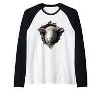 Sheep Lover Lamb Portrait Shepherd Farmer Raglan Baseball Tee