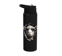 Sheep Lover Lamb with Sunglasses Portrait Shepherd Farmer Stainless Steel Insulated Water Bottle