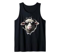 Sheep Lover Lamb with Sunglasses Portrait Shepherd Farmer Tank Top