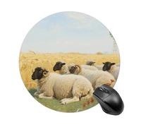 Sheep Mouse Pad Round Mouse Mat Leather Non-Slip Rubber Base Mousepad Waterproof Computer Mouses Pad for Laptop Wireless Mouses Keyboard Home Office