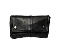 Sheep Nappa Tobacco Pouch Soft Leather, Paper Pocket, Waterproof Lining, Compact Black