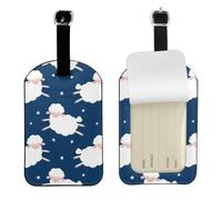 Sheep On A Starry Sky,Luggage Tags Pu Leather Name Tag Travel Suitcase Identifier ID Tags Durable Baggage Label 2 pcs