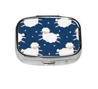 Sheep On A Starry Sky,Meta Pill Box 2 Compartment Medicine Case,Portable Organizer,Rectangle Meta Portable Organizer Pill Box 2510 Compartment Medicine Case