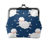 Sheep On A Starry Sky, PU Leather Coin Purse, Small Wallets, Change Pouch with Kiss Lock Clasp Buckle, Change Purse