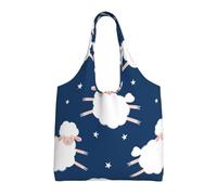 Sheep On A Starry Sky,Reusable Tote Bags Grocery Bags Large Capacity Canvas Shopping Shoulder bag