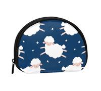 Sheep On A Starry Sky, Women's Storage Bag Shell Makeup Bag Small Coin Purse Shell Change Pouch