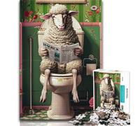 Sheep on The Toilet Jigsaw Puzzles for Teenagers 1000 Piece,for Educational Game Challenge Toy for Is Ideal As A Gift for The Whole Family 38x26cm