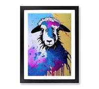 Sheep Paint Drip No.2 Abstract Framed Print | A4 Black Framed Wall Art | Ready to Hang | Abstract Animal Picture | Living Room Bedroom Lounge Office