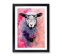 Sheep Paint Drip No.4 Abstract Framed Print | A4 Black Framed Wall Art | Ready to Hang | Abstract Animal Picture | Living Room Bedroom Lounge Office