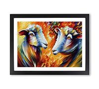 Sheep Painting Vol.1 Abstract Framed Print | A4 Black Framed Wall Art | Ready to Hang | Abstract Animal Picture | Living Room Bedroom Lounge Office