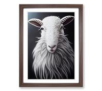 Sheep Painting Vol.3 Framed Print | A2 Walnut Framed Wall Art | Ready to Hang | Modern Animal Picture | Living Room Bedroom Lounge Office