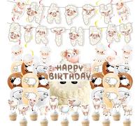 Sheep Party Decorations Sheep Birthday Party Supplies Includes Sheep Happy Birthday Banner Spirals Cake Topper Cupcake Toppers Balloons for Sheep Themed Baby Showers Party Decorations