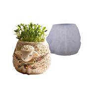 Sheep Pattern Embossed Silicone Mold Flexible Craft Tool Crafting Suitable for Resin Planter Decorative Projects Silicone Flowerpot Mold