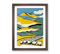 Sheep Pop Art Framed Print | A2 Walnut Framed Wall Art | Ready to Hang | Pop Art Animal Picture | Living Room Bedroom Lounge Office
