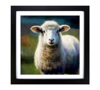Sheep Post-Impressionism Framed Print | 18x18 Inch Black Framed Wall Art | Ready to Hang | Impressionist Animal Picture | Living Room Bedroom Lounge Office