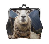 Sheep Print Coin Purse for Women Cute PU Leather Kiss-lock Change Purse Wallet, Black, One Size, Pattern