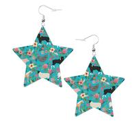 Sheep Printed Leather Pierced Earring Set, 1 Pair Lightweight Bohemian Earrings Birthday Party Jewelry Gifts For Women