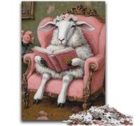 Sheep Reading Jigsaw Puzzles for Adults Teenagers Jigsaws Puzzle,Toys Educational Games Stress Relieving Wishlist with Santa Claus (50x75cm)