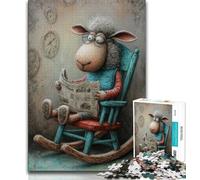 Sheep Reading Newspaper Jigsaw Puzzles 1000 Pieces for Adults Teens,Help The Brain Exercise Addictive Toys to Cultivate Patience Parent-child Interaction 38x26cm