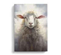 Sheep Realism Art No.2 Canvas Print | Gallery Wrapped 30mm Frame Wall Art | 30x20 inches | Ready to Hang | Contemporary Animals Picture | Living Room Bedroom Lounge Office