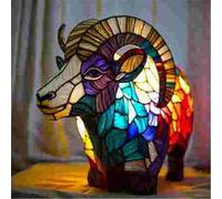 （sheep） Retro stained glass animal table lamp