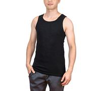 SHEEP RUN 100% Merino Wool Men's Lightweight Moisture Wicking Breathable Tank Top, Black 330, Medium