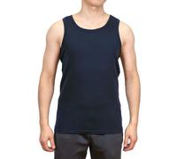 SHEEP RUN 100% Merino Wool Men's Lightweight Moisture Wicking Breathable Tank Top, Deep Blue, XL