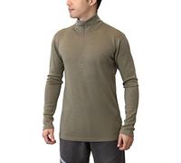 SHEEP RUN 100% Merino Wool Men's Midweight Wicking Base Layer 1/4 Zip Shirt, Coyote Brown, Large