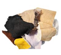 Sheep Scraps, Sheep Leather Remnants, Sheep Wool Scraps and Remnants, Leather Sheepskin Pieces, Sizes from Small Finger to Big Palm or Bigger,1 Pound/Bag (Mixed)