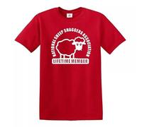 Sheep SHAGGERS Association | Funny Welsh Wales Adult | Joke Men's T-Shirt TEE TOP(Red,L)