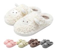Sheep Slippers Women Cute Womens Slippers Lovely Animal Sliders Fluffy Novelty Sliders Cozy House Shoes Soft Comfy Slides Plush Anti-Skid Slides Winter Faux Fur Fleece Lined Slipper