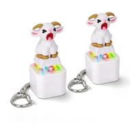 Sheep Sound Keychain Light Up Button Animal Calming Key Ring | USB Rechargeable Color Flash Fidget for Backpack Bag Kids Adults Gift
