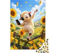 Sheep Sunflower Field Jigsaw Puzzle, 1000 Pcs For Adults | 70x50cm Puzzle Fans, Birthday Gift, Cardboard, Mood Calming, Tight Puzzle Fit