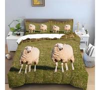 Sheep Super King Duvet Cover - Iceland Bedding Sets, Soft Microfibre Quilt Cover, Reversible Duvet Covers with Zipper Closure, 2 Pillow Cases 50x75 cm -Ai3126