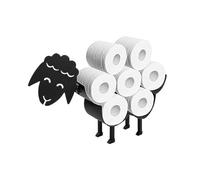 Sheep Toilet Paper Holder, Matte Black Animal Style Toilet Tissue Holder, Cat Tissue Roll Stacker, Freestanding & Wall Mount Toilet Tissue Storage Container for Bathroom (Sheep)