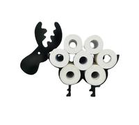 Sheep Toilet Paper Holder, Matte Black Animal Style Toilet Tissue Holder, Cat Tissue Roll Stacker, Freestanding & Wall Mount Toilet Tissue Storage Container for Bathroom (Moose)