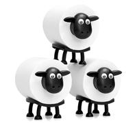 Sheep Toilet Roll Holder 3Pc | Black Sheep Toilet Paper Roll Holder Free Standing | Funny Loo Roll Storage & Cute Bathroom Decor | By Mehx (Pack of 3)