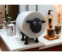 Sheep Toilet Roll Holder - Funny Toilet Paper Holder Standing Bathroom - 3D Printed Black Sheep Loo Roll Holder - Hilarious Tissue Paper Roll Storage - Bathroom Decor - Wooly Surface Effect Finish